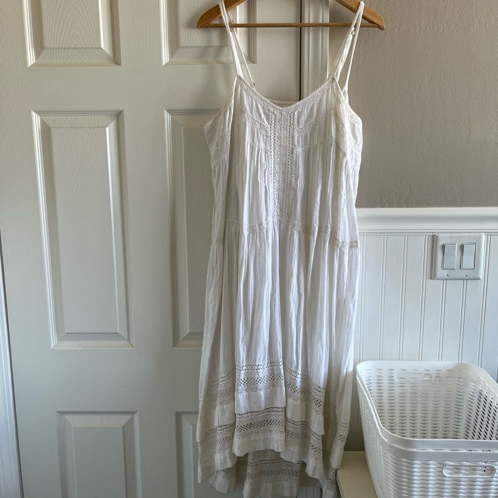 White Sleeveless Crochet-Trim Sundress - Women